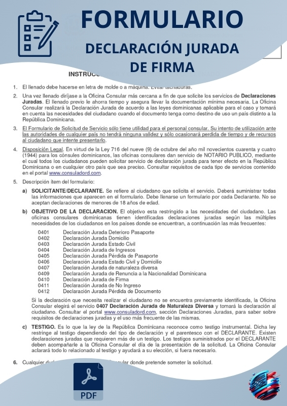 Declaración jurada de firma