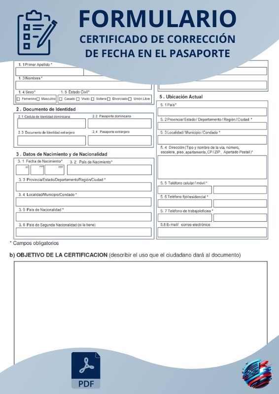 Certificado de Corrección de Fecha en el Pasaporte