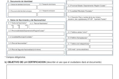 Formulario certificado de corrección de la letra n en el pasaporte