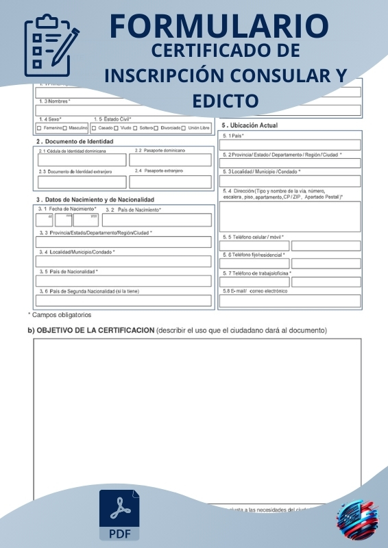 Certificado de inscripción consular y edicto