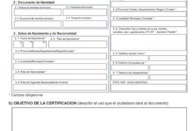 Formulario de Certificado para extensión fiscal en la Aduana de la RD (Leyes 168 y 146-00)