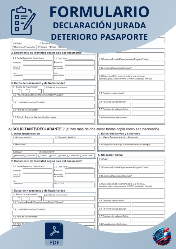 Declaración Jurada Deterioro de Pasaporte