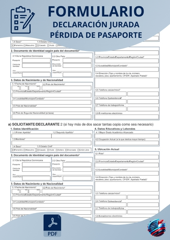 Declaración Jurada Pérdida de Pasaporte