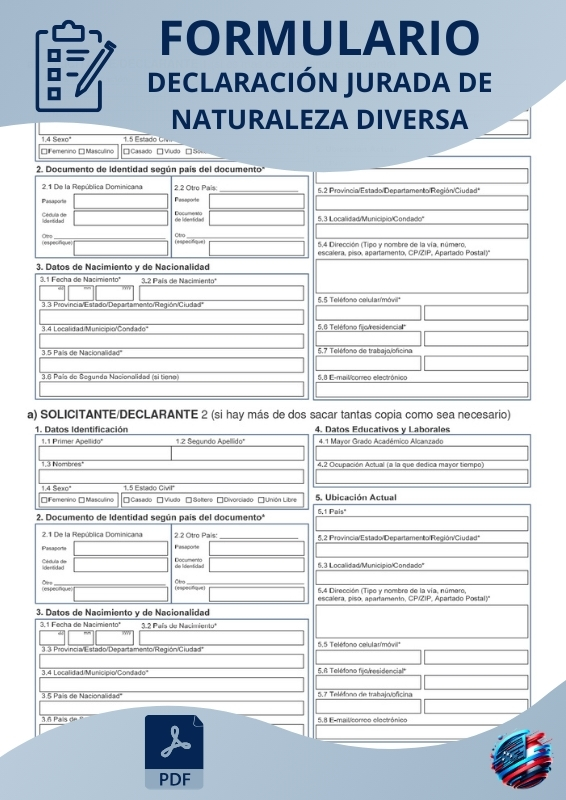 Declaración Jurada de Naturaleza Diversa