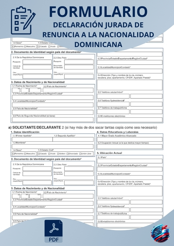 Declaración Jurada de Renuncia a la Nacionalidad Dominicana