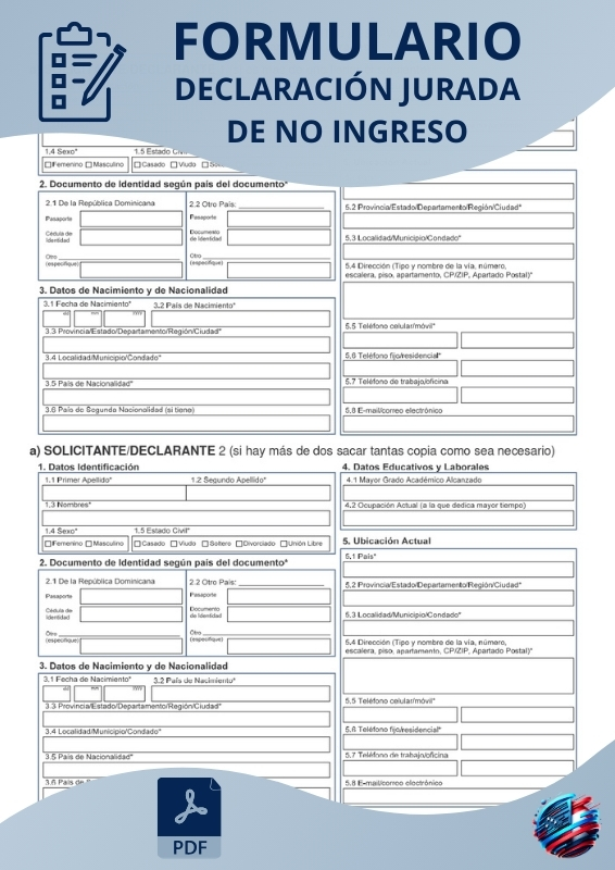 Declaración Jurada de no Ingreso