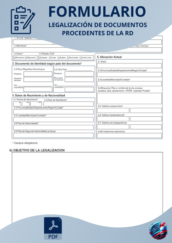 Formulario de Legalización de Documentos Procedentes de la RD