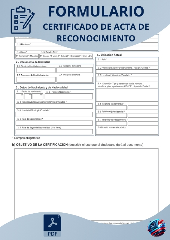 Certificado de Acta de Reconocimiento