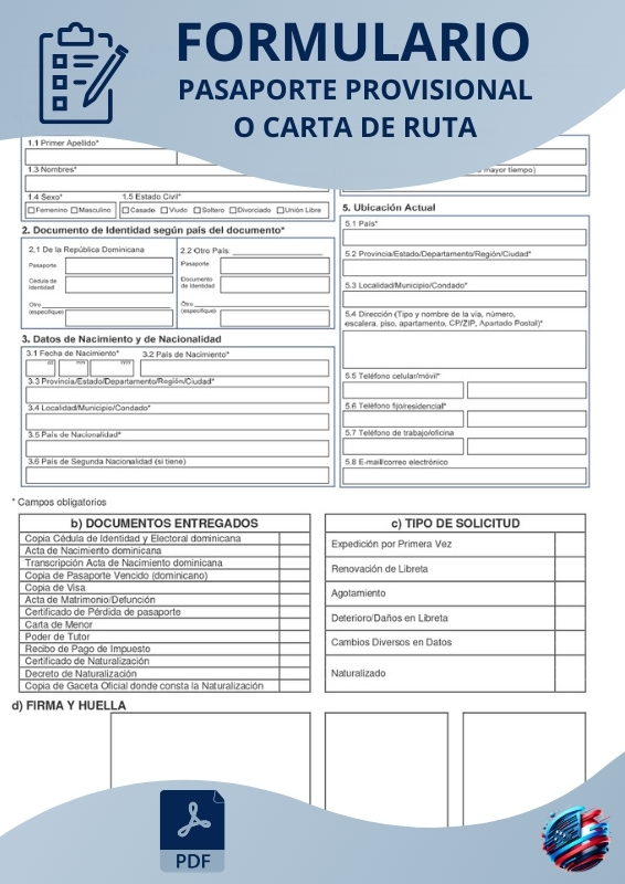 pasaporte provicional o carta de ruta